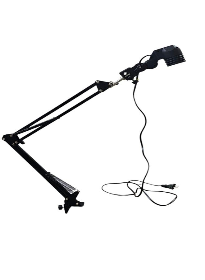 SHOPEE Adjustable Metal Swing Arm Table Lamp With Clamp, Swivel Light Lamp Bulb Holder For Bedroom, Study, Home Office, Table Photography, B22 Base, Replaceable Bulbs, Multi-Joint, Black Finish,Led - Image 1